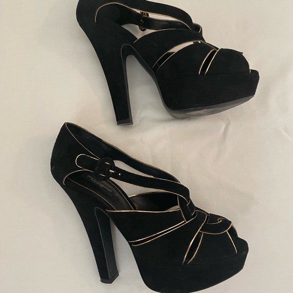 Gold and Black Dolce and Gabbana leather platforms - Picture 5 of 12